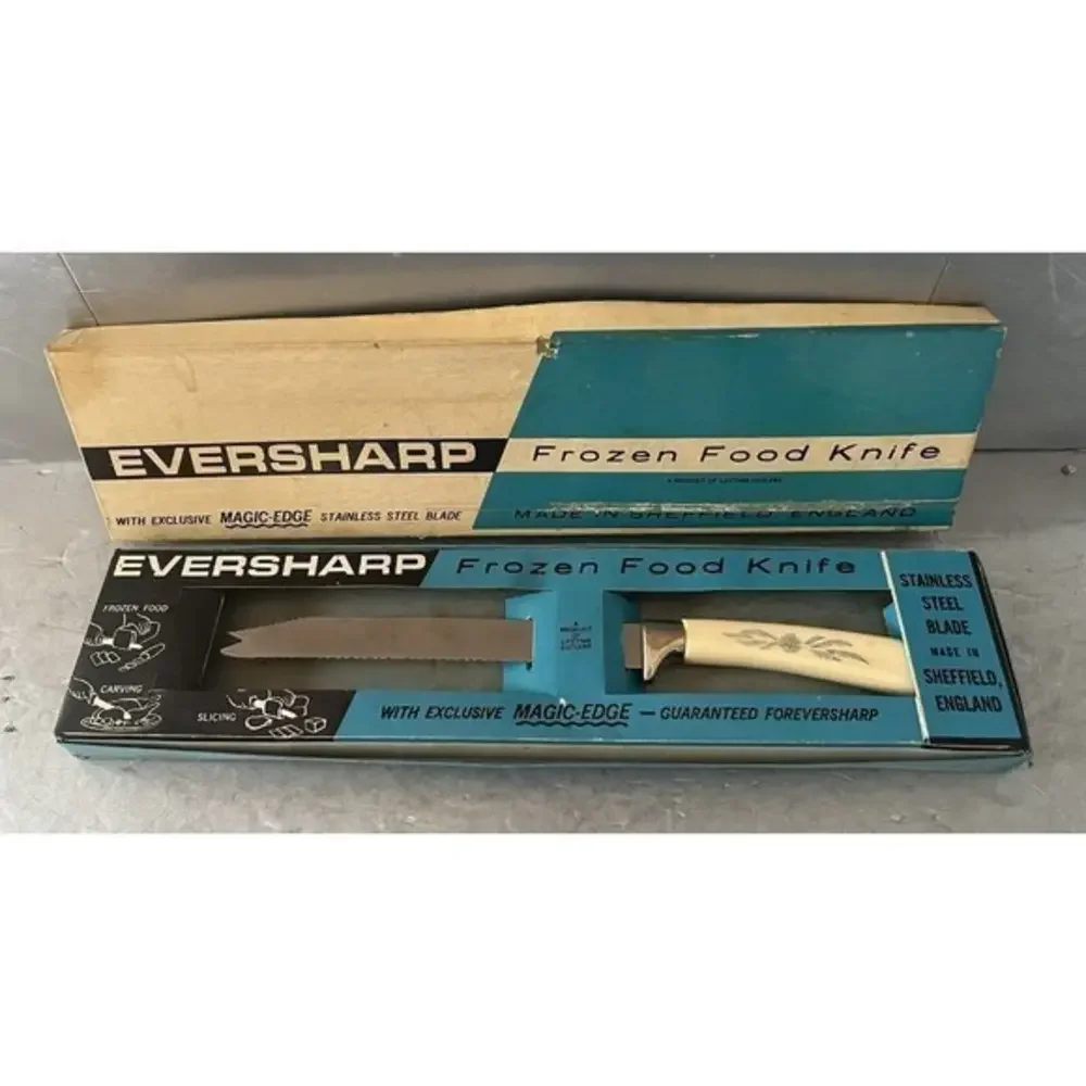 Vtg Ever Sharp Frozen Food Knife In Original Box Magic-Edge‎ Sheffield England